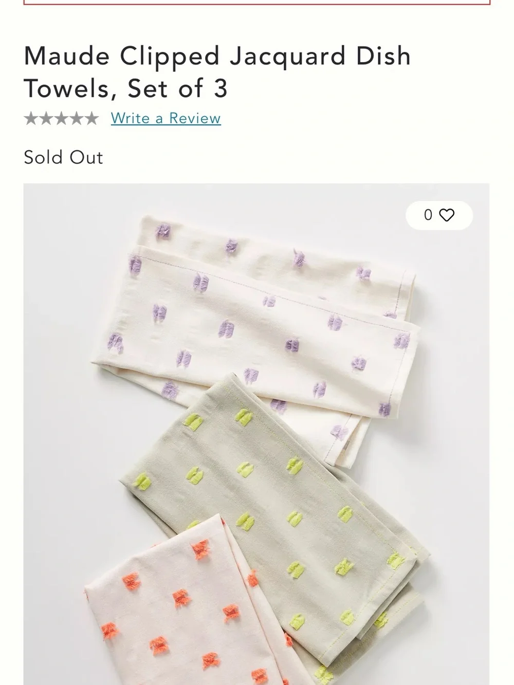 New🌟Anthropologie-Maude Clipped Jacquard Dish Towels, Set of 3